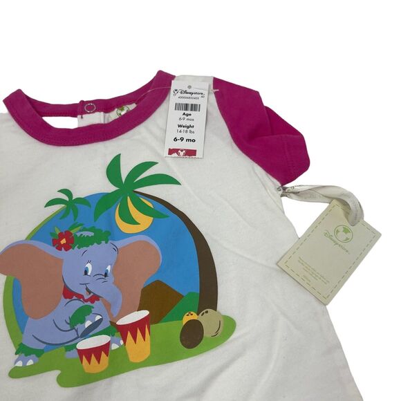 Disney White Pink Dumbo Short Sleeve Shirt NWT Baby Girl 6-9 Months - Picture 3 of 6